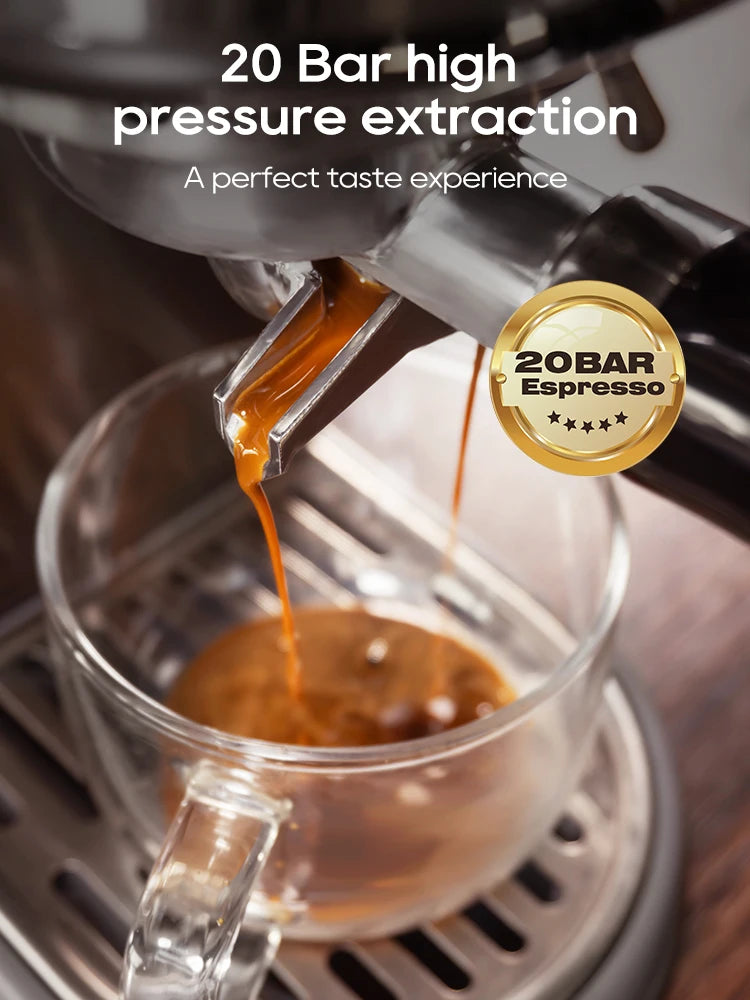 20 Bar Semi Automatic Espresso Coffee Machine Temperature Adjustable Cold/Hot Super Slim Coffee Maker Cappuccino H10B
