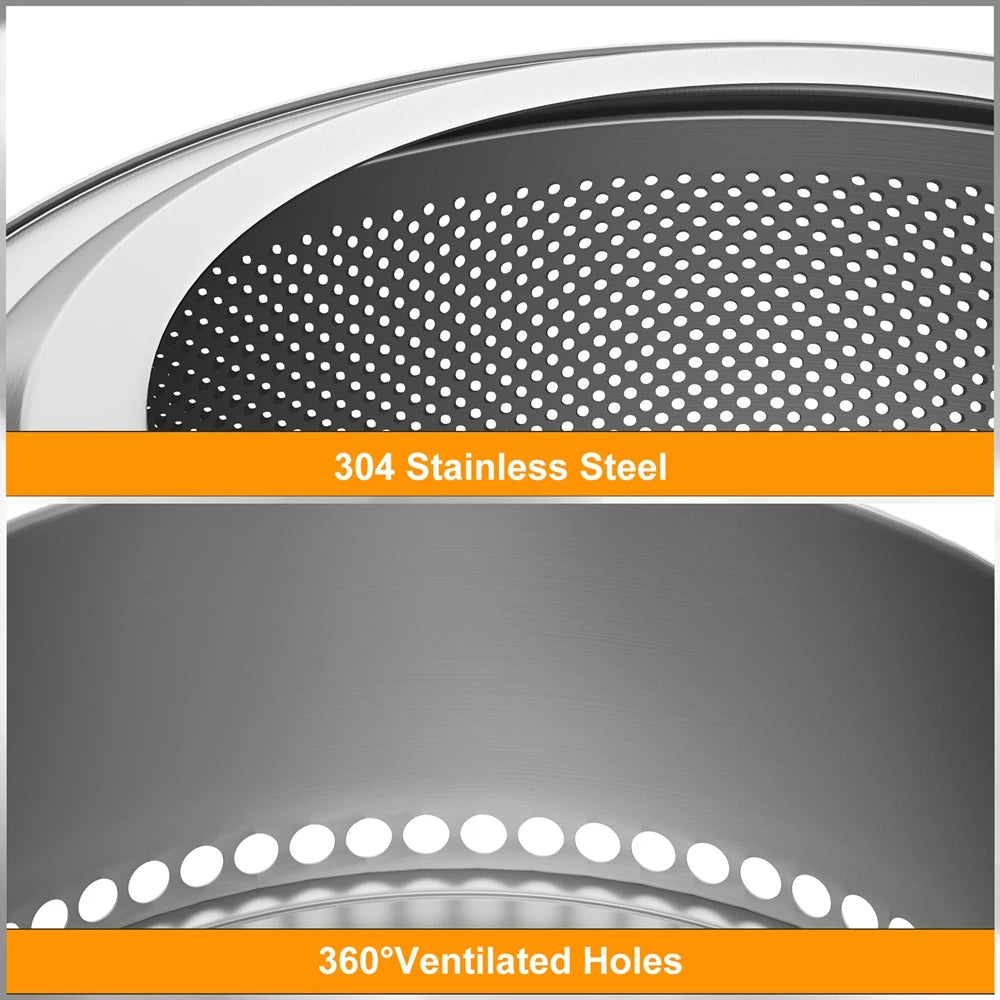 19-inch Smokeless Fire Pit, Used for Outdoor Wood Burning, Portable 304 Stainless Steel Camping Stove, Perforated Fireplace, Suitable for Outdoor Heating, Hunting, Barbecue and Ice Fishing.